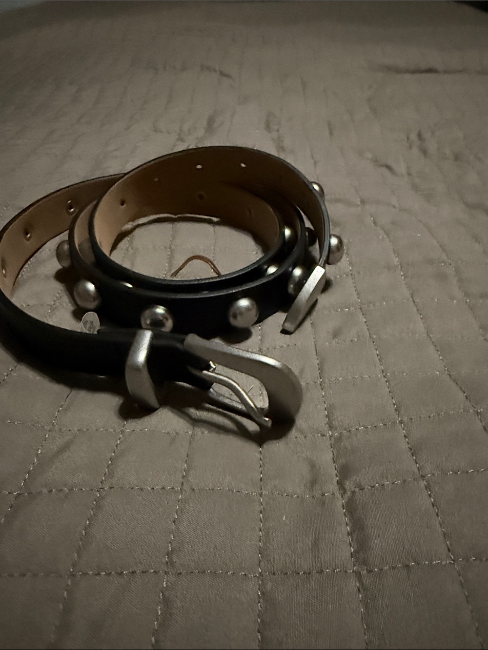 Black Studded Leather womens  Belt